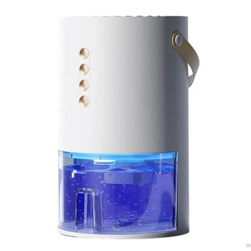 Deshumidificador portátil A84G con enchufe UE para casa, dormitorio y sótano — control de humedad y luz LED multicolor