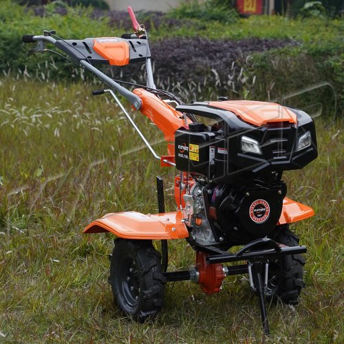KATHER Motorhacke – schiebbarer Motorfräse/Kultivator für Landwirtschaft & Garten, Fräse/Unkrauthacke