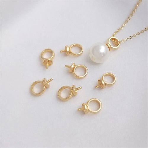 Colgante bañado en oro 14K 'Sheep Eye' con agujero grande, cristal y perla semiperforada