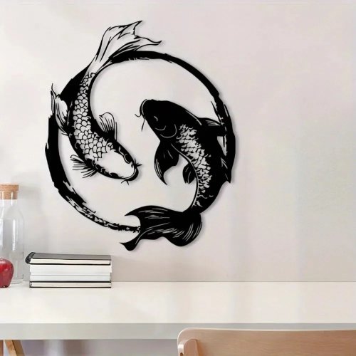 Vintage Iron Koi Fish Wall Art – Outdoor Garden Metal Sculpture