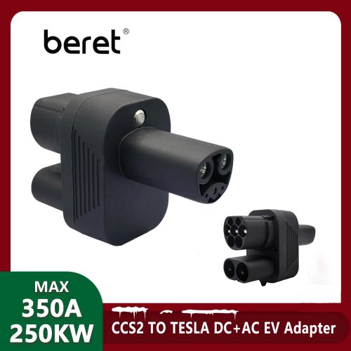 Adaptador cargador EV BERET CCS2 a Tesla – AC 32A / DC 400A, 500–1000V DC, 110–250V AC