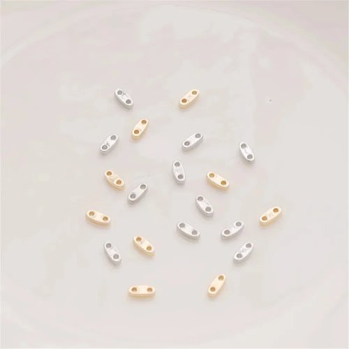 Perles intercalaires plates couleur or 14K à double trou 2×5 mm, anti-décoloration, pour bracelet et collier DIY