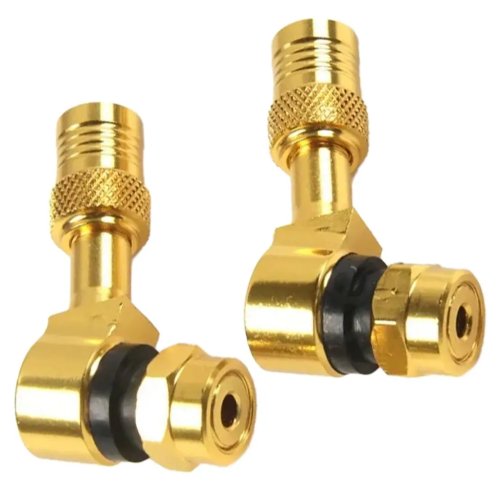 زوج صمامات إطارات بدون أنبوب (Tubeless) ذهبية من ألمنيوم CNC — مناسب لسوزوكي Hayabusa و GSXR600/750/1000