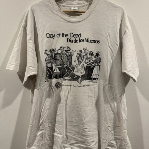 Kaos vintage 'Day of the Dead' ukuran XL – Museum Seni Rupa Meksiko, 90-an, sudah dicuci, lembut dan nyaman