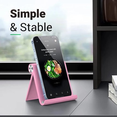 Soporte plegable y regulable para smartphone — base de sobremesa portátil y estable, compatible con todos los móviles