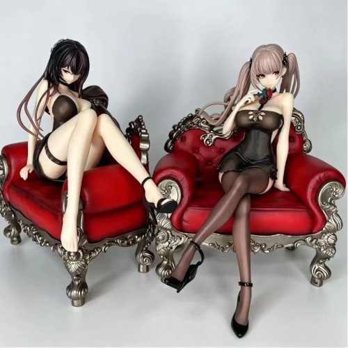 Azur Lane 'Fearless' 핸드메이드 플러시 인형 — 부드러운 플러시 애니메이션 인형, 피닉스(소파) 컬러 파티 드레스 착용, 귀엽고 섹시한 수집용 선물