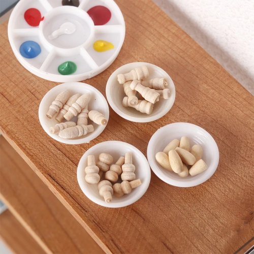 Lot de 10 poignées en bois miniatures 1:12 pour maison de poupées – poignées porte/tiroir