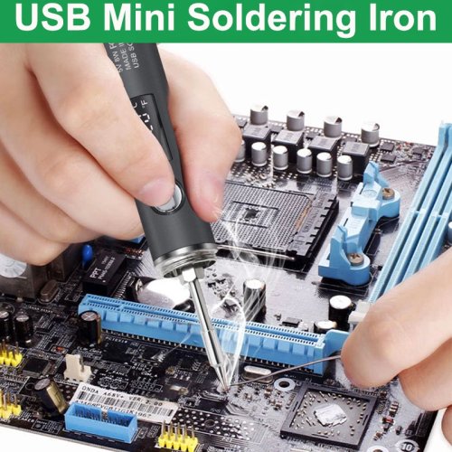 Mini lutownica ładowalna przez USB 260–420°C, regulacja temperatury, z akcesoriami do majsterkowania i napraw