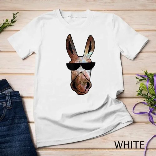 T-shirt unissexo com estampa de burro cósmico e galáxia — divertido