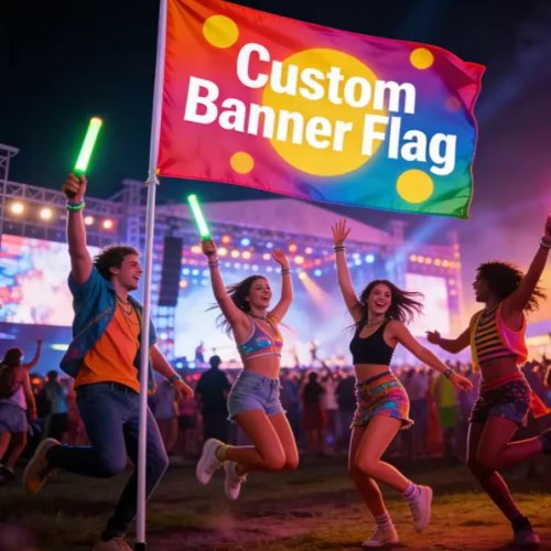 Drapeaux et banderoles personnalisés imprimés pour publicité, boutiques et événements