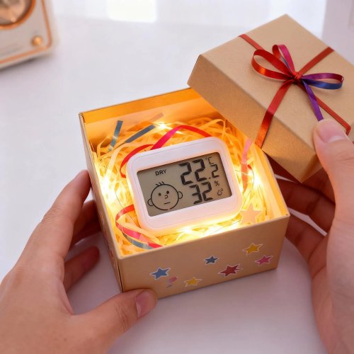 Mini cyfrowy termometr i higrometr LCD z zegarem – miernik temperatury i wilgotności