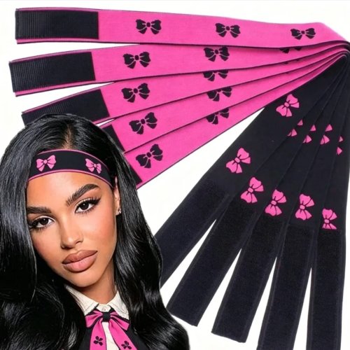 Lot de 2 bandeaux élastiques pour perruque lace front — bande pour lisser la bordure et fixer la ligne, imprimé léopard et noir