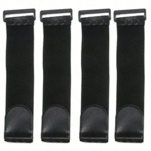 4 Pack Black Heavy-Duty Reusable Elastic Loop Cable Straps — Adjustable Cinch Fasteners