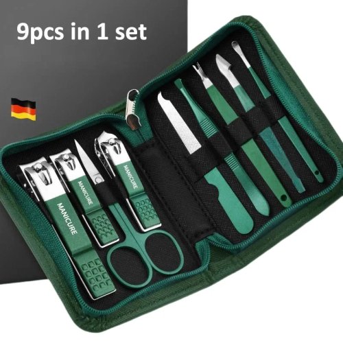 Conjunto de Manicure 6–9 Peças com Estojo em Pele — Cortes Unhas em Aço Inoxidável e Ferramentas Profissionais para Pés e Rosto, Ideal para Oferta