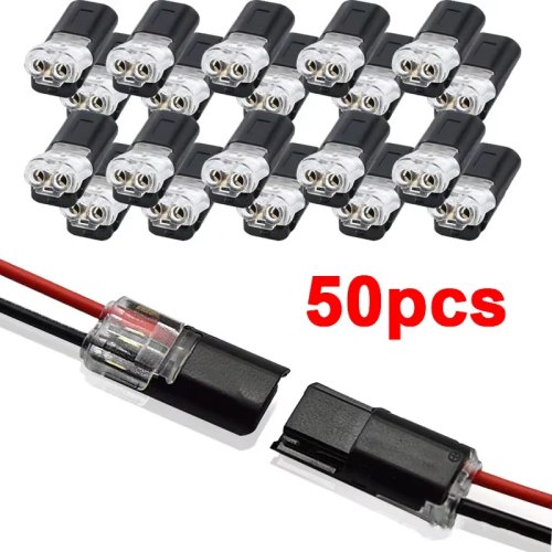 50 pezzi Connettore rapido 2 poli per cavi LED, plug-in con bloccaggio, 2 vie, compatto