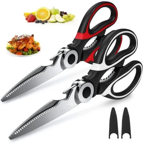 Tijeras de cocina premium de acero inoxidable, hoja resistente para pescado, carne, huesos de pollo y pizza, aptas para lavavajillas