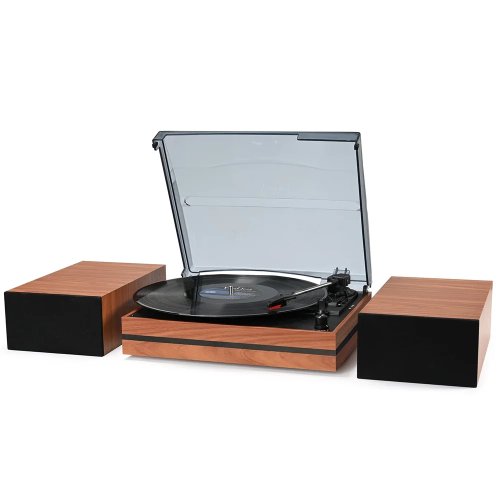 Giradischi portatile a valigetta con Bluetooth, 3 velocità e speaker stereo 2.0