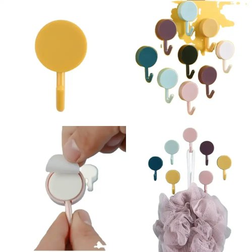 Gancho de parede autoadesivo estilo nórdico, forte e sem perfuração — impermeável para cozinha e banheiro, suporte para casacos e toalhas