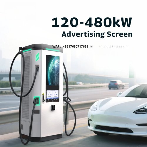 Stazione di ricarica DC Ampax Pro 480 kW per auto elettrica con grande schermo LED pubblicitario
