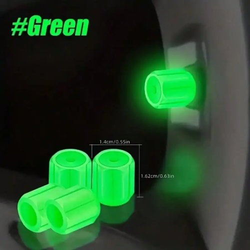 Set van 4 Lumineuze Ventieldopjes voor Banden – Fluorescerend voor Auto & Fiets