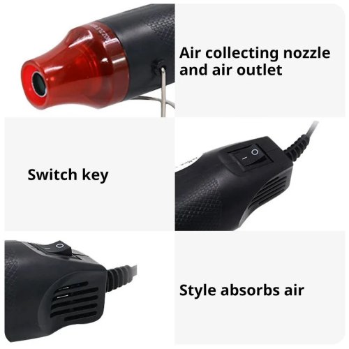 Mini opalarka 110/220V – Elektryczna opalarka do majsterkowania, lutowania, termokurczliwych koszulek i rękodzieła, ze stojakiem i regulacją temperatury