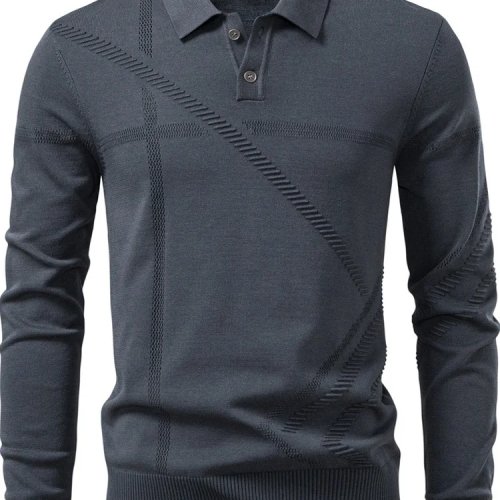 Maglione uomo in maglia stile business, girocollo, manica lunga, alta elasticità, misto cotone biologico