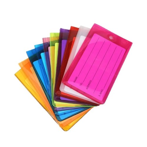 ป้ายกระเป๋า PVC นุ่ม แบบหลายสี พร้อมซองใส่บัตรชื่อ/ที่อยู่ (1 ชิ้น)