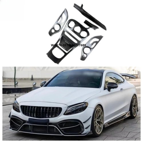 Bộ ốp nội thất sợi carbon cho Mercedes W205 C‑Class (C63/C43/C200/C30) — ốp táp-lô và cánh cửa cao cấp