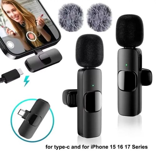 Wireless USB-C Lavalier Microphone — Mini Clip-on Mic with Noise Reduction for iPhone & Android, Portable for Live Streaming and Interviews