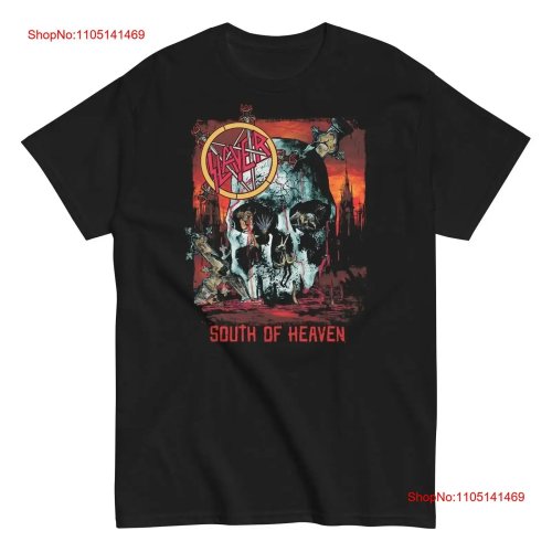 MerchMoment Slayer 'South Haven' 남성용 티셔츠 블랙, 빈티지 워시드, 약간 부드러운 촉감, 스타일리시 캐주얼