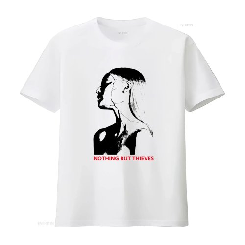 Camiseta Nothing But Thieves estilo vintage — estampa fan art de show, retrato, vibe boho