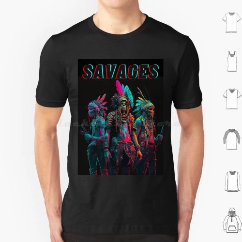 Unisex Baumwoll-T-Shirt mit 'Savage Natives' Tribal-Print