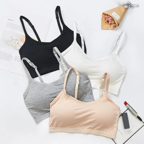 Bralette para mujer sin aro, acolchado con relleno extraíble, tirantes ajustables