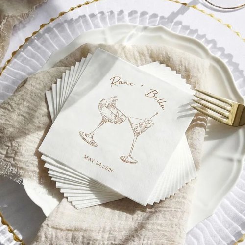 Serviettes cocktail personnalisées pour mariage, fiançailles et enterrement de vie de jeune fille