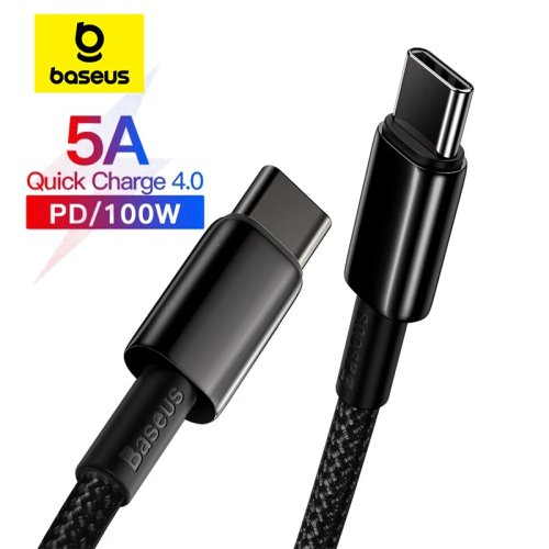 كابل Baseus USB-C بقوة 100W لشحن PD سريع لهاتف iPhone 15، متوافق مع MacBook وSamsung وXiaomi