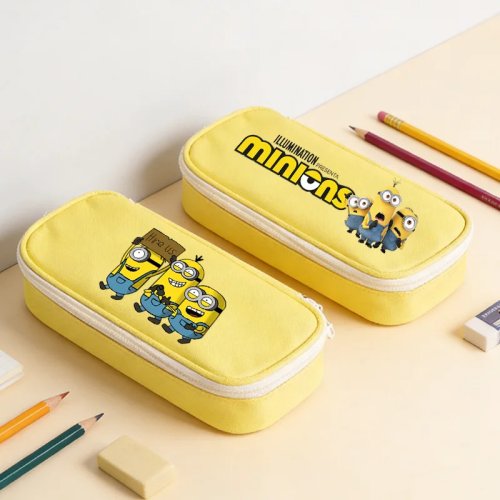 Trousse Minions en toile (canvas), étanche, grande capacité – trousse scolaire, idée cadeau