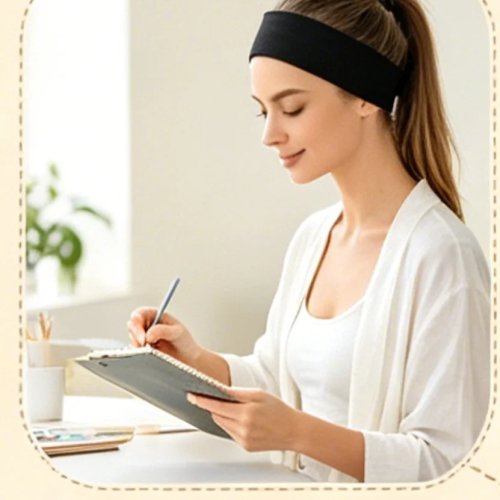 Faixa de cabelo elástica preta feminina — macia, anti-deslizante e absorvente, ideal para ioga, desporto, limpeza de rosto e viagem
