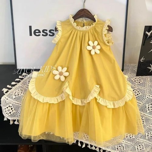 Robe princesse d'été sans manches pour fille, motif fleurs – Enfants 3–13 ans
