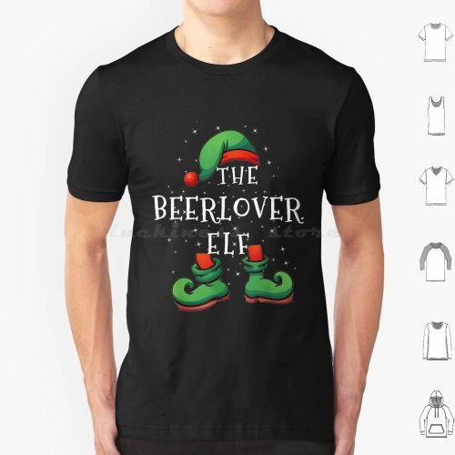 T-shirt de Natal familiar 'Beer Lover Elf' – Algodão, unisexo, estampagem personalizável