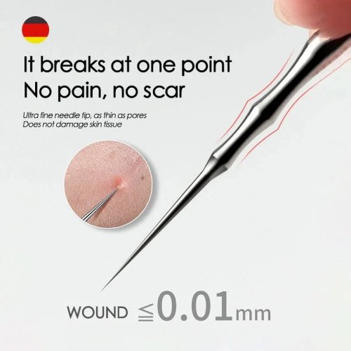 Kit removedor de espinillas y puntos negros — Extractor de acné inoxidable con pinzas y agujas