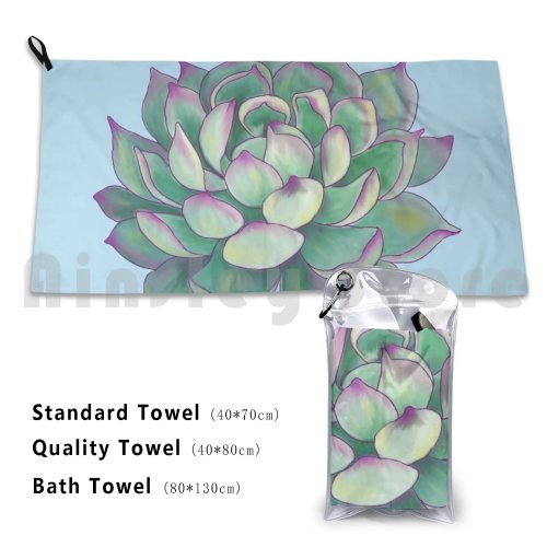 Toalla de baño personalizada con estampado de suculentas y cactus — motivo floral verde