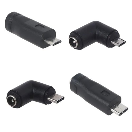 USB-C / Micro USB (male) to DC 5.5x2.1mm (female) barrel jack charging adapter cable for phone, tablet, MP3/MP4