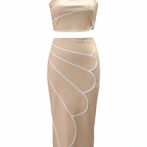 Women's 2‑Piece Sleeveless Top & Midi Skirt Set — Elegant summer party/evening outfit