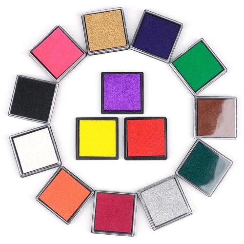 Rainbow Finger Ink Pad 4×4 cm – DIY craft stamp pad for kids, scrapbooking, cards & rubber stamps
