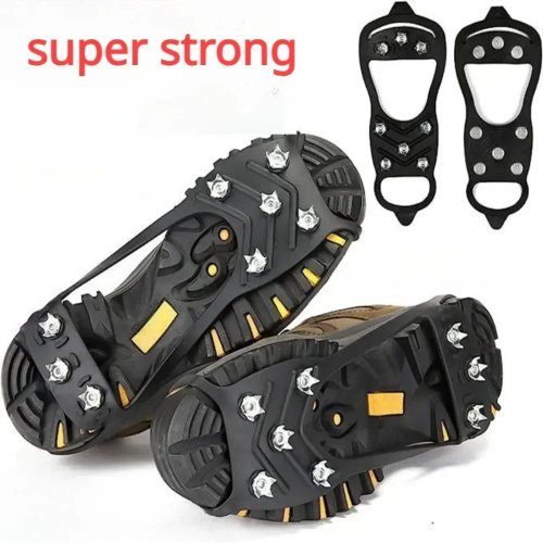 Crampons 8 dents pour chaussures — Anti-dérapant pour neige et glace, idéal randonnée hivernale