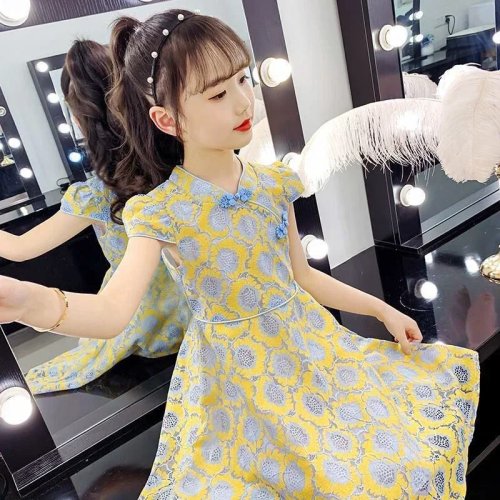 Girls Summer 2026 Princess Qipao Dress – Chinese‑style party & school dress for 8-year-olds