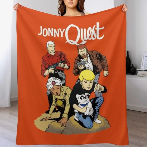 Manta Jonny Quest tributo anos 60 em microfibra — cobertor macio para cama e sofá