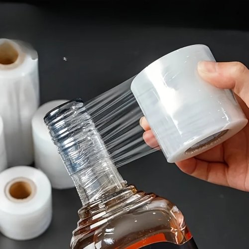 Rolo de filme retrátil stretch — vedante para garrafas sem calor, fácil de usar, para garrafas, frascos e latas