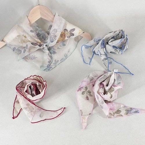 Pañuelo de seda estampado estilo vintage con diadema estilo western — pañuelo ligero y versátil para mujer, perfecto para primavera