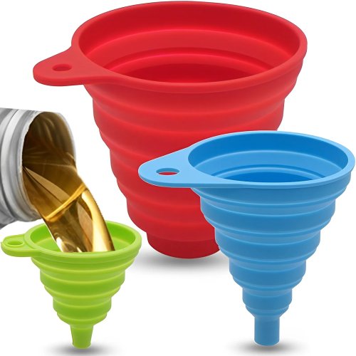 Imbuto universale in silicone per auto — Pieghevole e portatile per olio motore, benzina e liquido tergicristalli